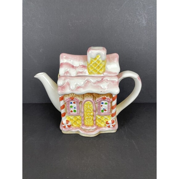 Vintage Matt Hromalik Gingerbread Christmas Teapot Hand Painted Otagiri Japan - Picture 2 of 14